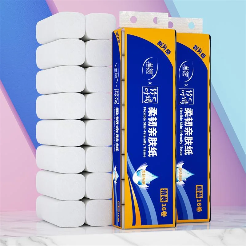蓝漂工厂厂家批发竹叶情白色卷纸餐巾擦手家用厕纸16卷提装纸巾-沐光橙香测试站点